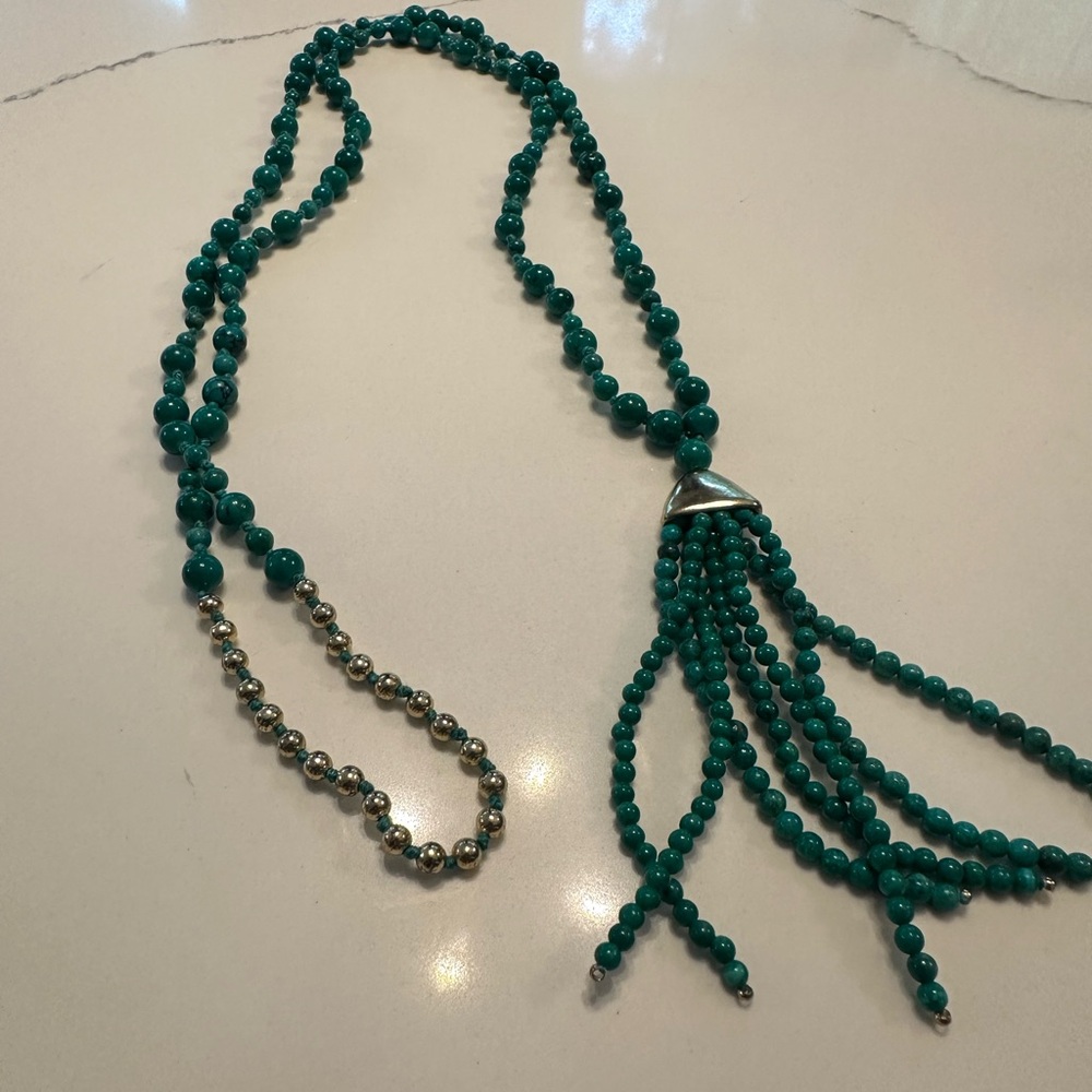Loft Turquoise Colored Beaded Tassel Pendant